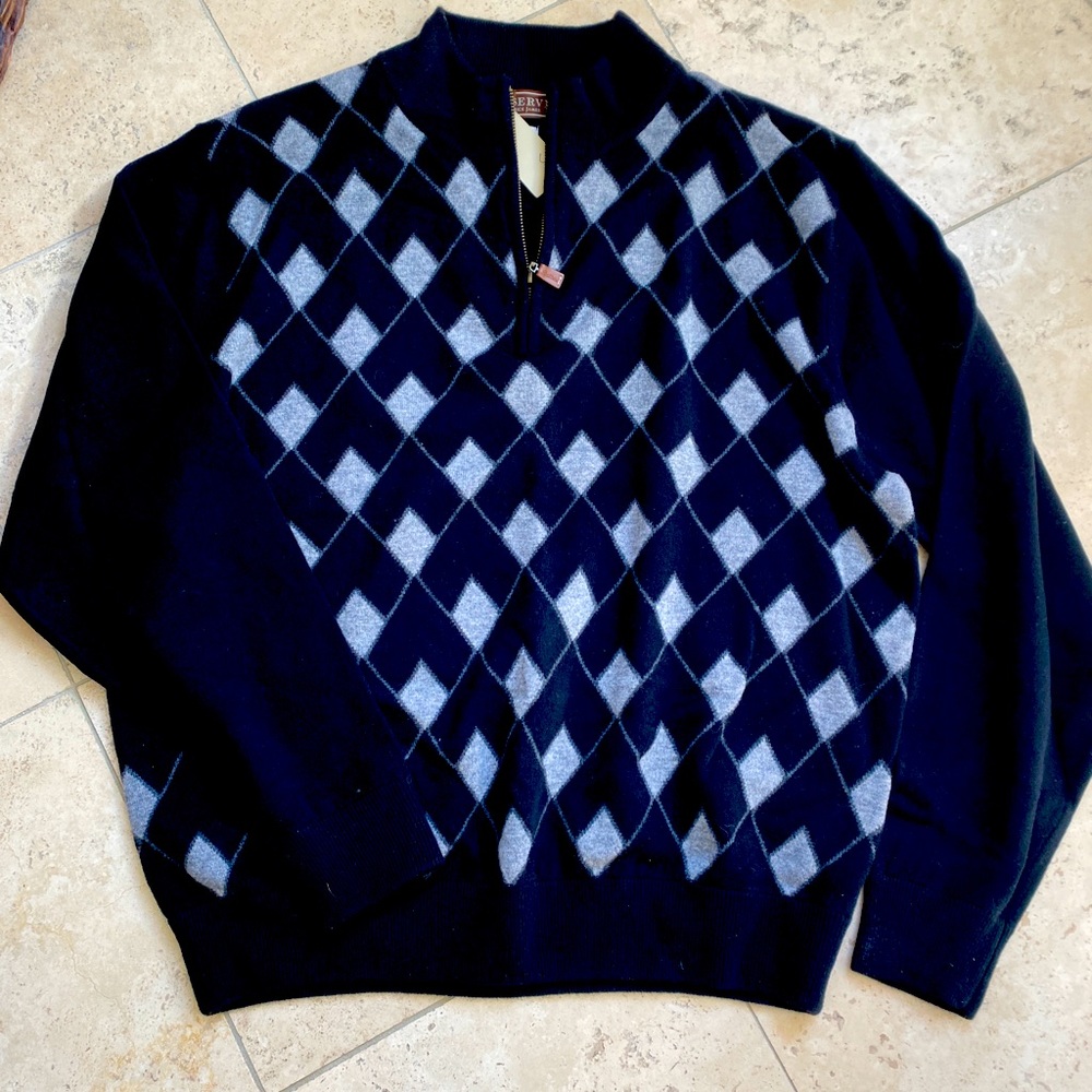 Patrick James men’s black argyle sweater do